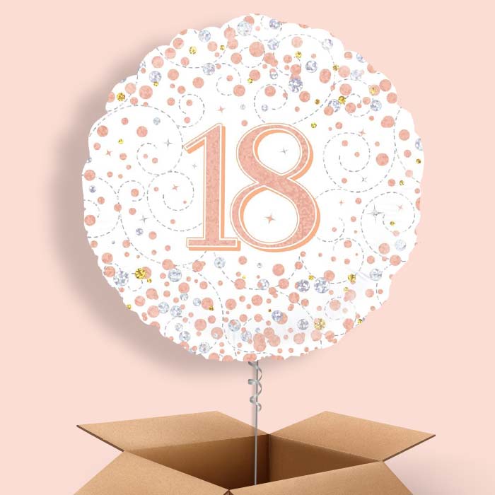 Rose Gold 18th Birthday Balloons Delivered - 1 Balloon | Small Indoor Plants