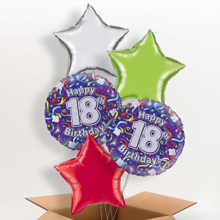 Purple Streamers Happy 18th Birthday Balloon in a Box - 5 Balloon | Small Indoor Plants