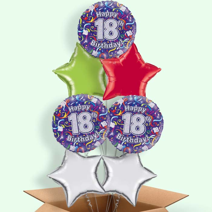 Purple Streamers Happy 18th Birthday Balloon in a Box - 7 Balloon | Small Indoor Plants