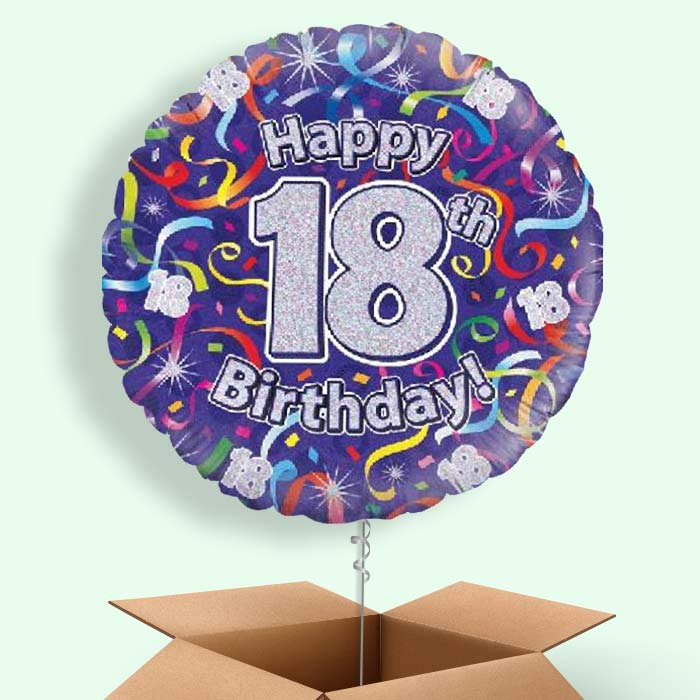 Purple Streamers Happy 18th Birthday Balloon in a Box - 1 Balloon | Small Indoor Plants