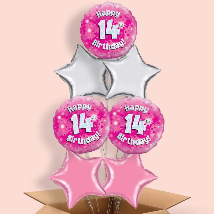 Pink 14th Birthday Balloon in a Box