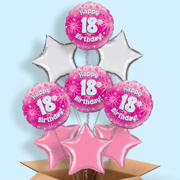 Happy 18th Birthday Pink Hearts Balloon in a Box - 9 Balloon | Small Indoor Plants