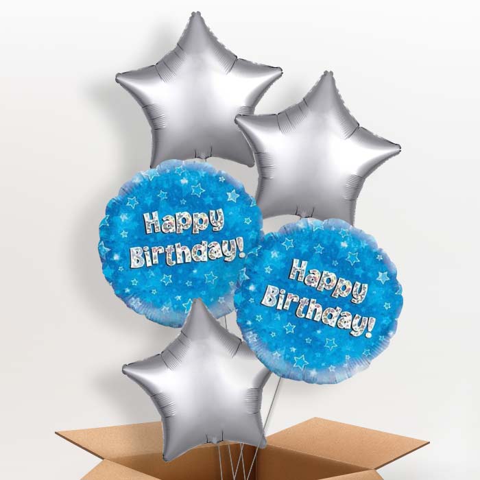 Happy Birthday Blue Stars Balloon in a Box
