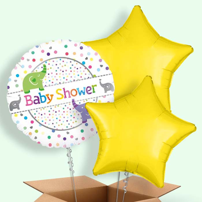 Baby Shower Balloon Boxes (Elephant) - 3 Balloon | Small Indoor Plants