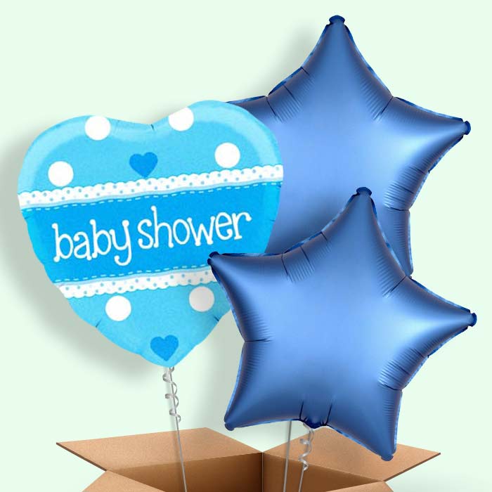 Blue Heart Baby Shower Balloons in a Box