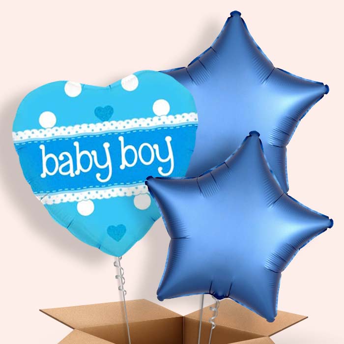 Balloons Baby Shower in a Box (Blue Polka)