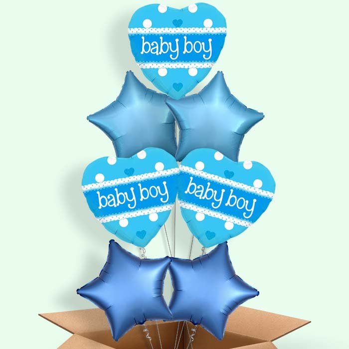 Balloons Baby Shower in a Box (Blue Polka)