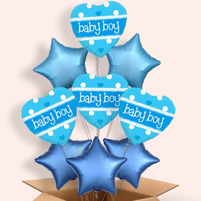 Balloons Baby Shower in a Box (Blue Polka)