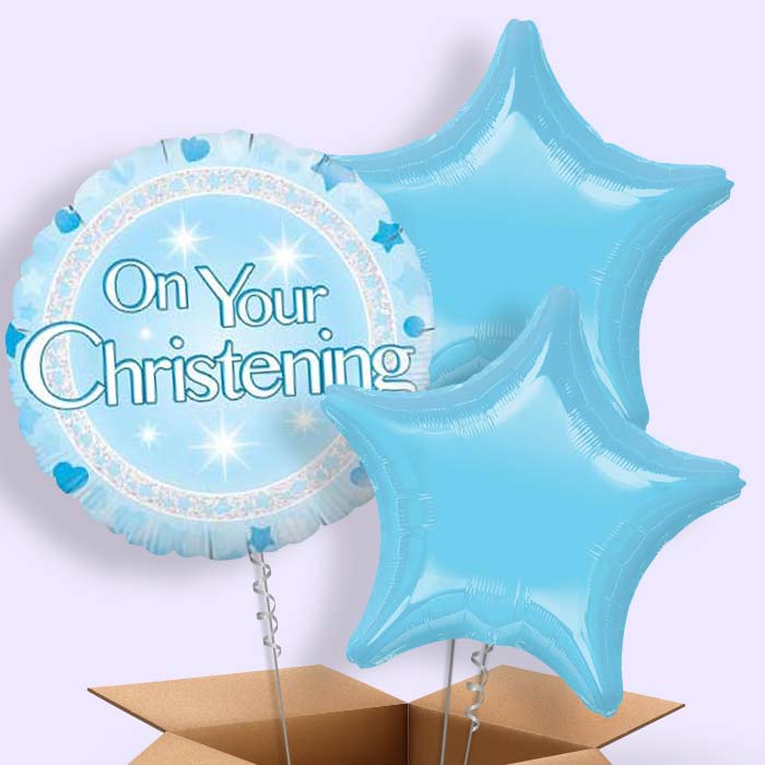 Christening Balloons in a Box (Blue On Your)