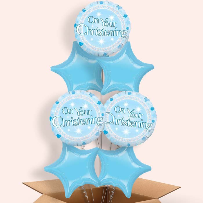 Christening Balloons in a Box (Blue On Your)