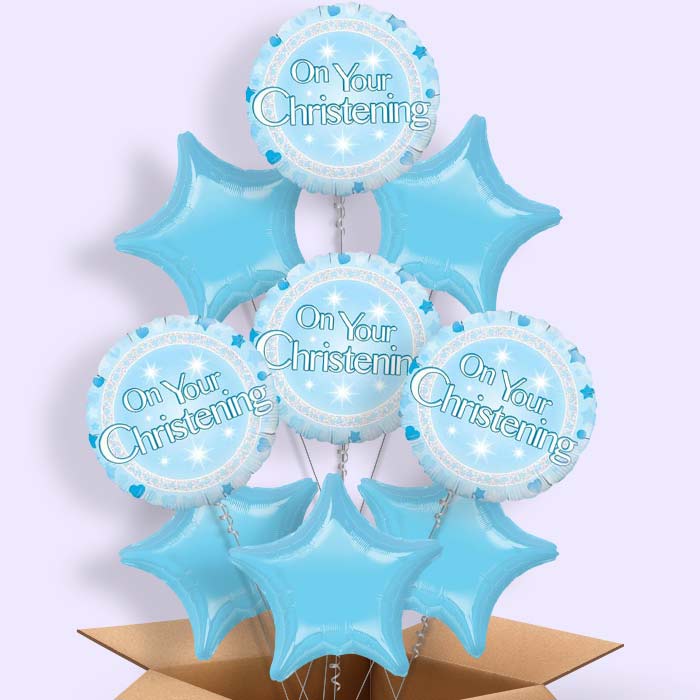 Christening Balloons in a Box (Blue On Your)