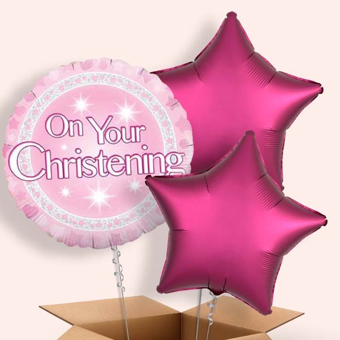 Christening Balloons in a Box (Pink On Your)
