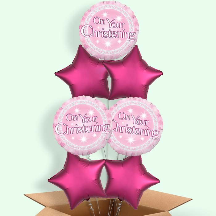 Christening Balloons in a Box (Pink On Your)