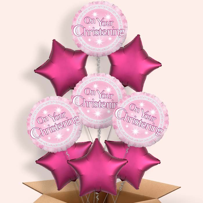 Christening Balloons in a Box (Pink On Your)