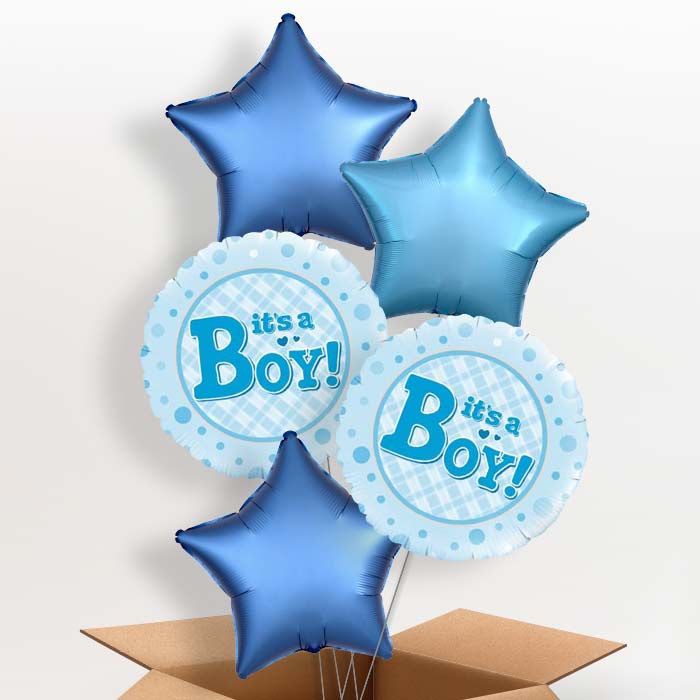 New Baby Balloons in a Box (It's a Boy) - 5 Balloon | Small Indoor Plants