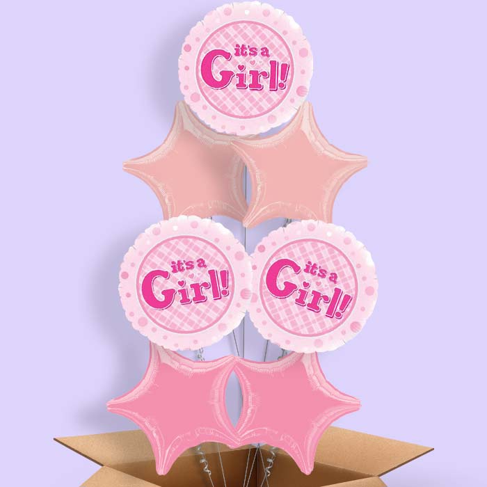 New Baby Balloon Gift in a Box (It's a Girl) - 7 Balloon | Small Indoor Plants