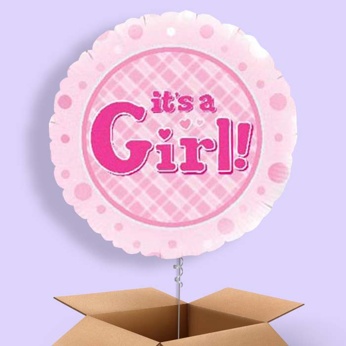 New Baby Balloon Gift in a Box (It's a Girl) - 1 Balloon | Small Indoor Plants
