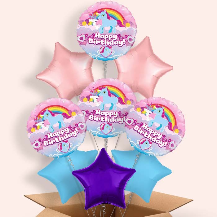 Rainbow Unicorn Birthday Balloons in a Box