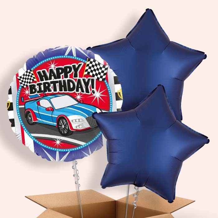 Race Car Balloons in a Box - 3 Balloon | Small Indoor Plants