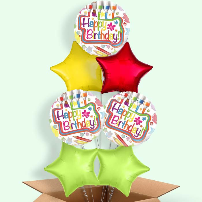 Happy Birthday Art Balloon in a Box - 7 Balloon | Small Indoor Plants