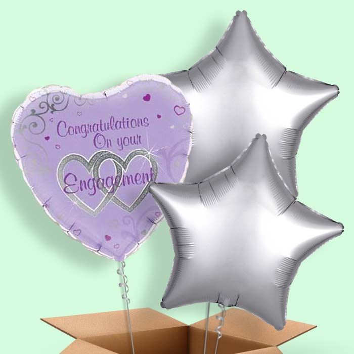Engagement Helium Balloons in a Box (Purple)