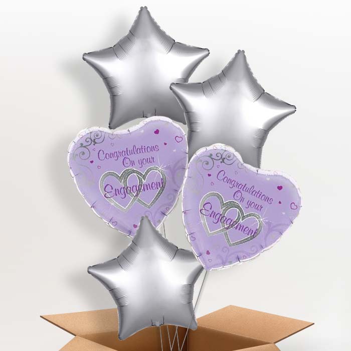 Engagement Helium Balloons in a Box (Purple)