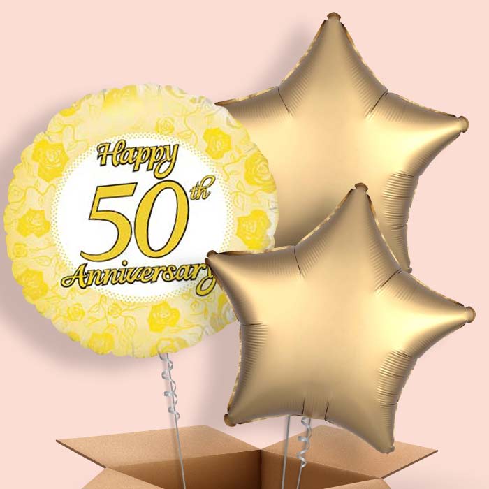 50th Wedding Anniversary Balloons in a Box