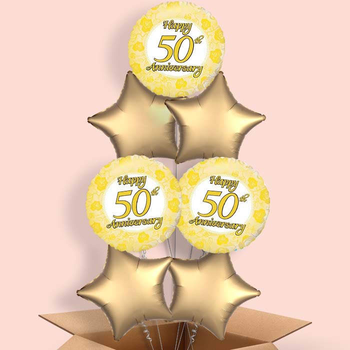50th Wedding Anniversary Balloons in a Box