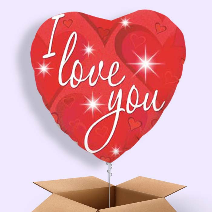 I Love You Balloons in a Box (Sparkle) - 1 Balloon | Small Indoor Plants