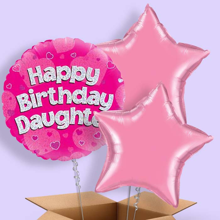 Happy Birthday Daughter Pink Hearts Balloon in a Box