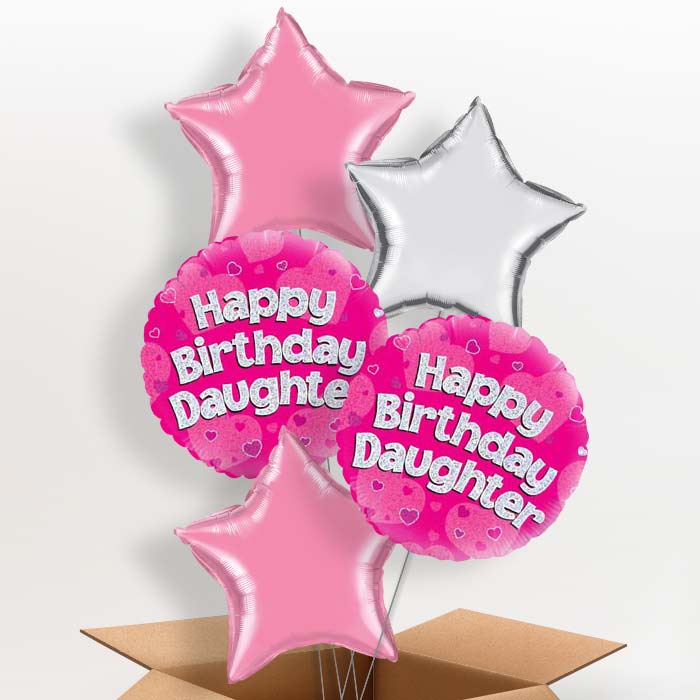 Happy Birthday Daughter Pink Hearts Balloon in a Box