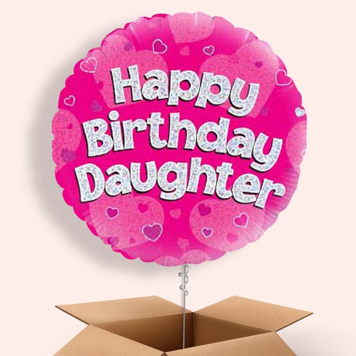 Happy Birthday Daughter Pink Hearts Balloon in a Box