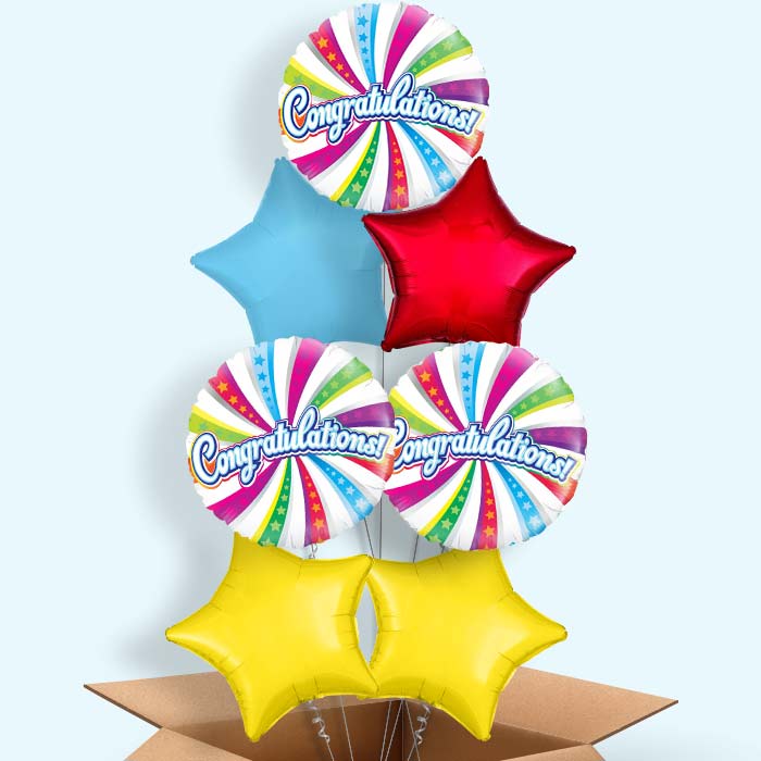 Congratulation Balloons in a Box (Swirls)