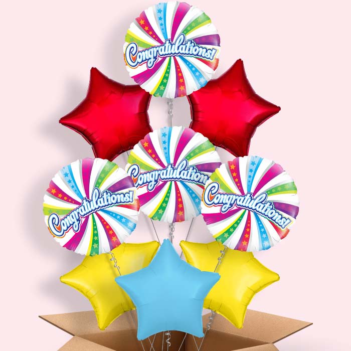 Congratulation Balloons in a Box (Swirls)