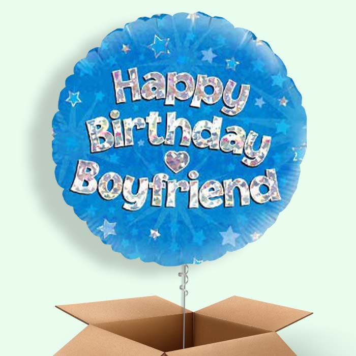 Happy Birthday Boyfriend Blue Stars Balloon in a Box - 1 Balloon | Small Indoor Plants
