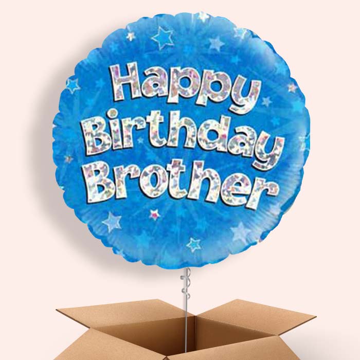 Happy Birthday Brother Blue Stars Balloon in a Box - 1 Balloon | Small Indoor Plants