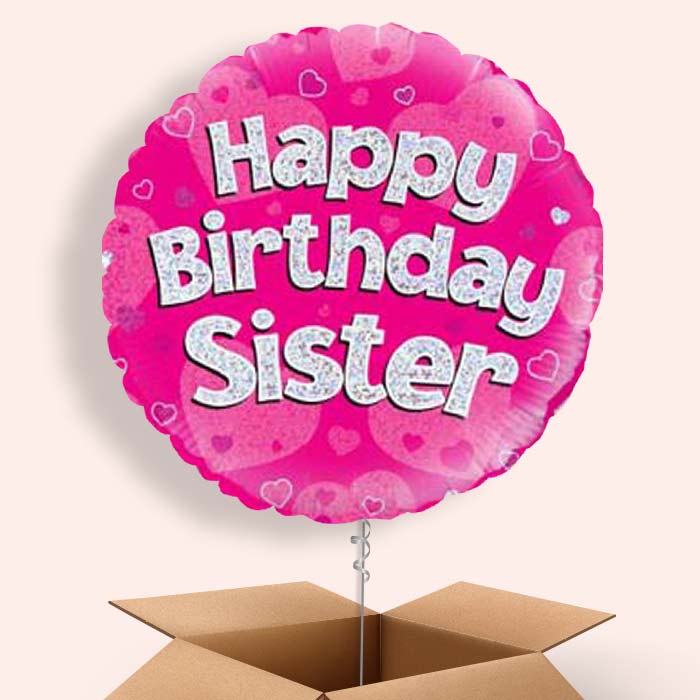 Happy Birthday Sister Pink Hearts Balloon in a Box - 1 Balloon | Small Indoor Plants