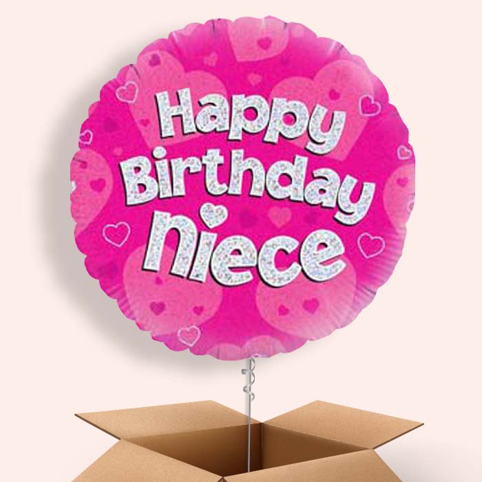 Happy Birthday Niece Pink Hearts Balloon in a Box - 1 Balloon | Small Indoor Plants