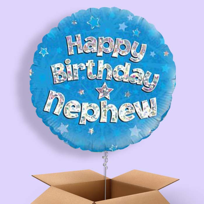 Happy Birthday Nephew Blue Stars Balloon in a Box - 1 Balloon | Small Indoor Plants