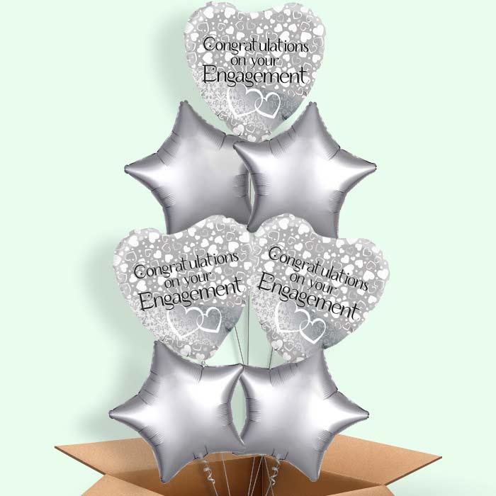 Engagement Balloons in a Box (Silver)