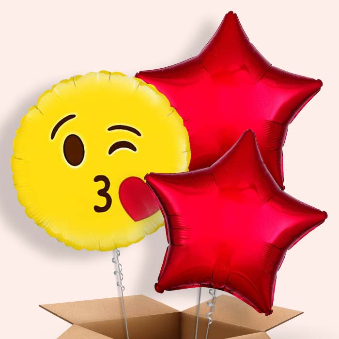 Emoji Kiss Helium Balloon in a Box