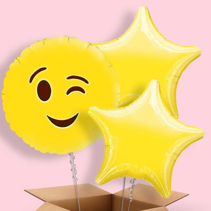 Wink Emoji Helium Balloon in a Box