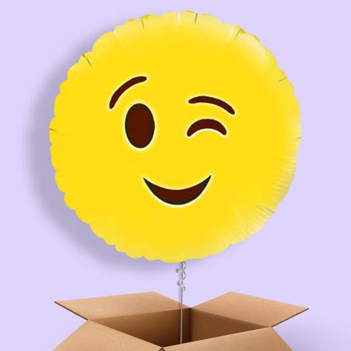 Wink Emoji Helium Balloon in a Box