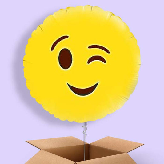 Wink Emoji Helium Balloon in a Box - 1 Balloon | Small Indoor Plants