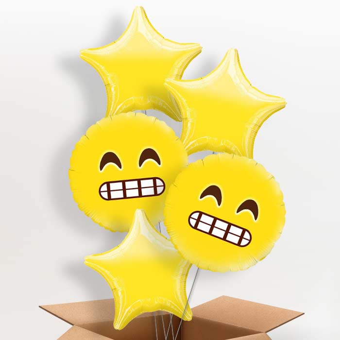 Grin Emoji Helium Balloon in a Box