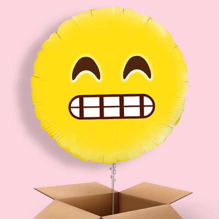 Grin Emoji Helium Balloon in a Box