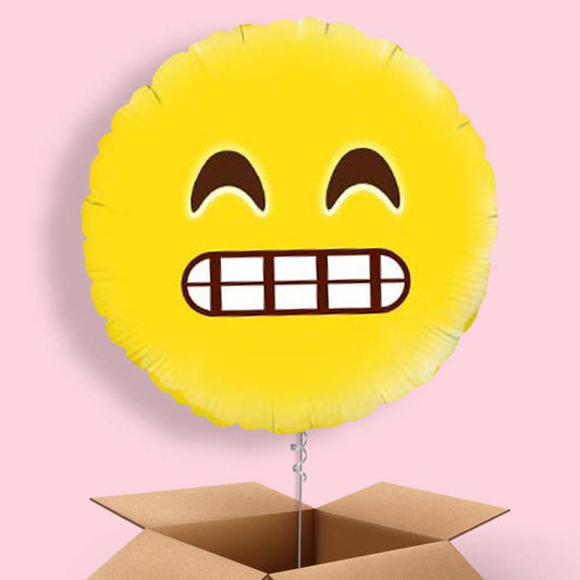 Grin Emoji Helium Balloon in a Box - 1 Balloon | Small Indoor Plants