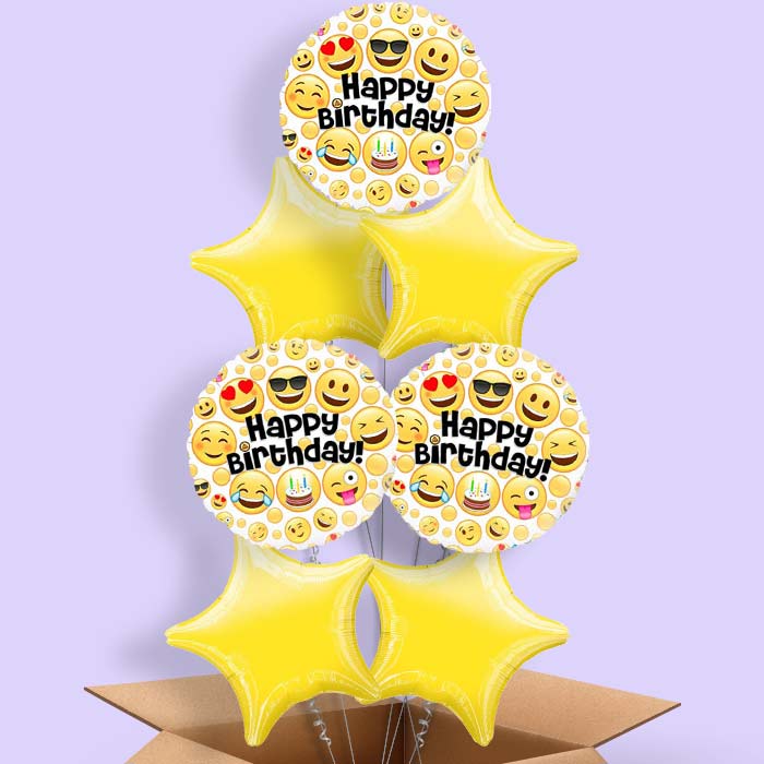 Emoji Happy Birthday Helium Balloons in a Box