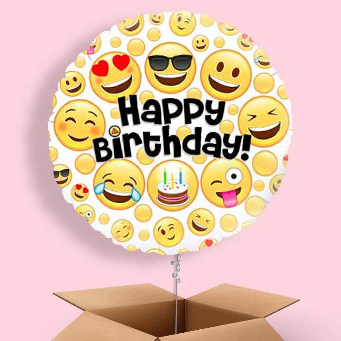 Emoji Happy Birthday Helium Balloons in a Box