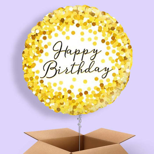 Gold Confetti Happy Birthday Balloons in a Box - 1 Balloon | Small Indoor Plants